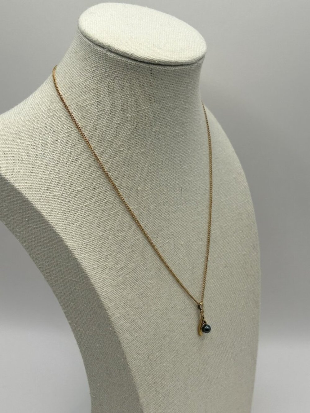 Gold Tone Wishbone Necklace Imitation Pearl Pendant Vintage Style Jewelry Gift - Picture 7 of 9